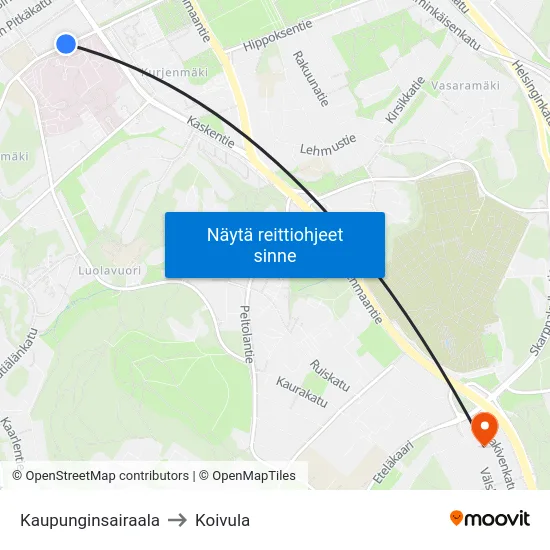 Kaupunginsairaala to Koivula map