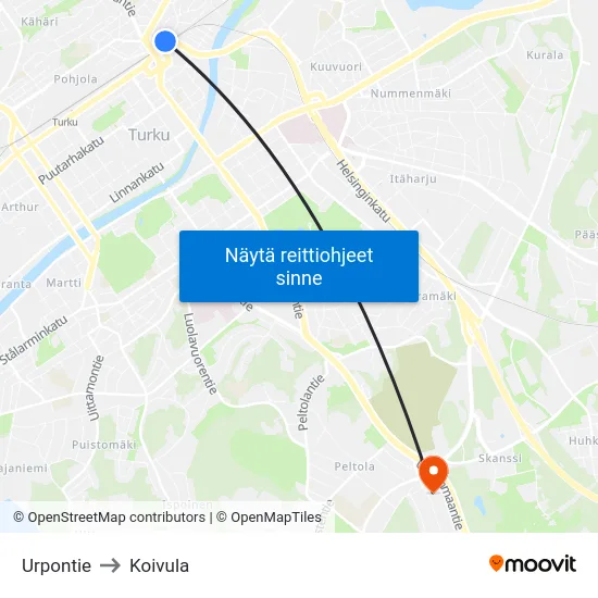 Urpontie to Koivula map