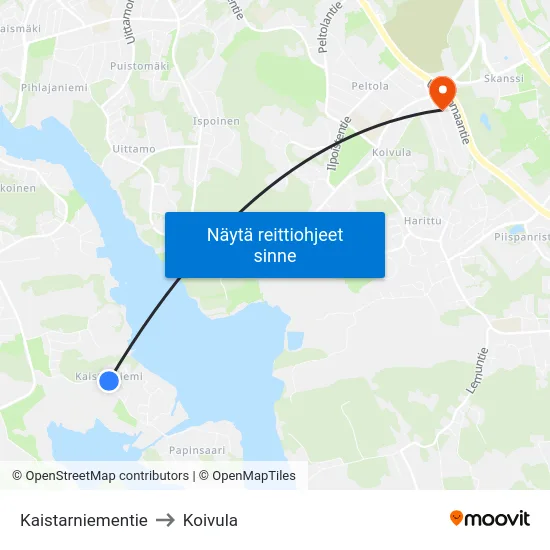 Kaistarniementie to Koivula map