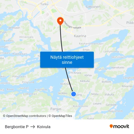 Bergbontie P to Koivula map