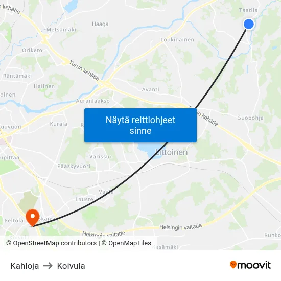 Kahloja to Koivula map