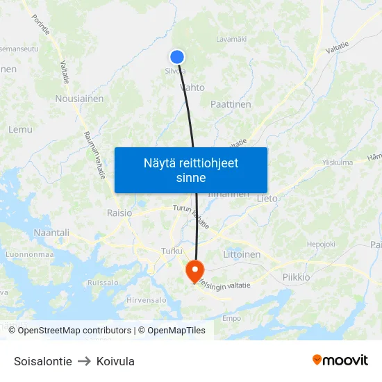 Soisalontie to Koivula map