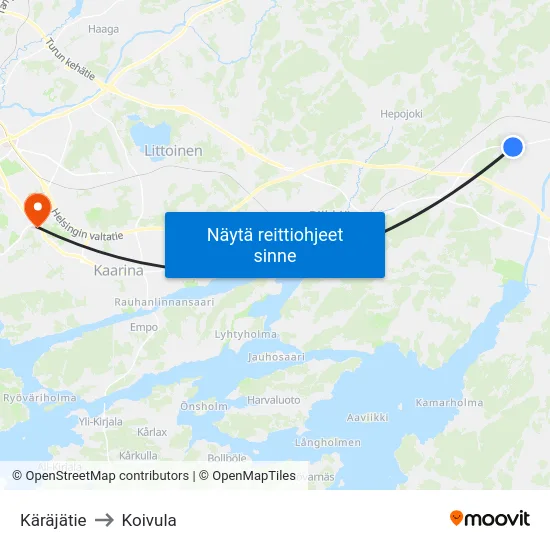 Käräjätie to Koivula map