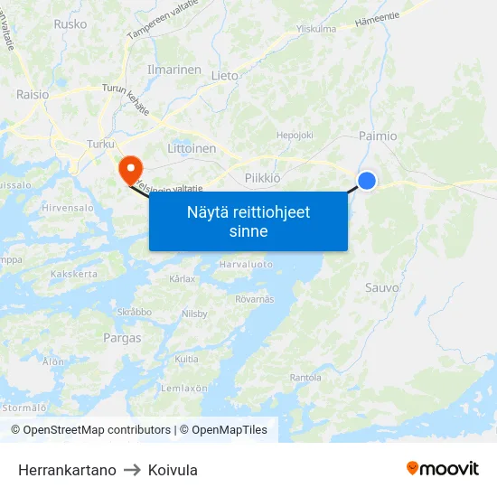 Herrankartano to Koivula map