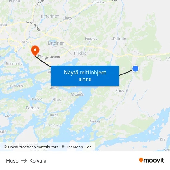 Huso to Koivula map