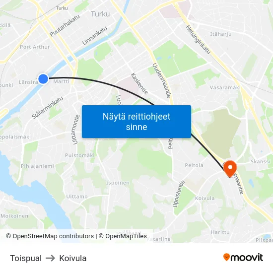 Toispual to Koivula map
