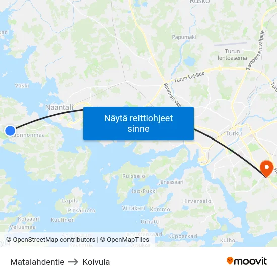 Matalahdentie to Koivula map