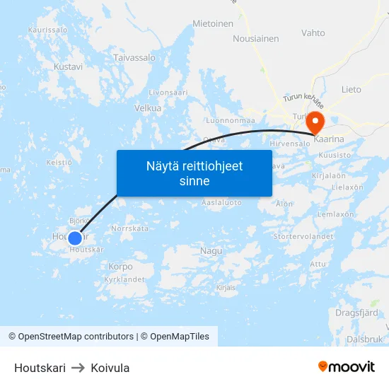 Houtskari to Koivula map