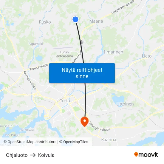 Ohjaluoto to Koivula map