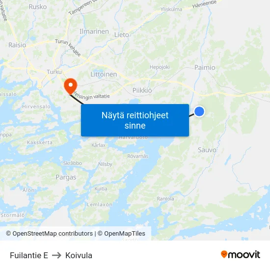 Fuilantie E to Koivula map