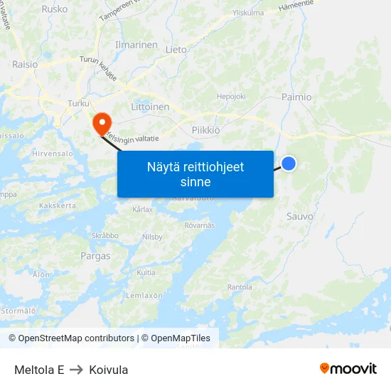 Meltola E to Koivula map