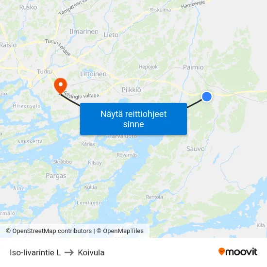 Iso-Iivarintie L to Koivula map