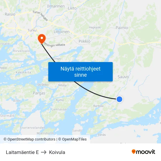 Laitamäentie E to Koivula map