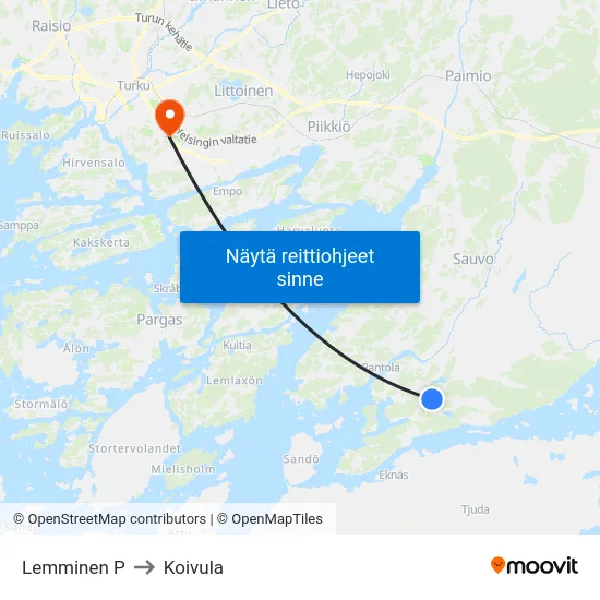 Lemminen P to Koivula map