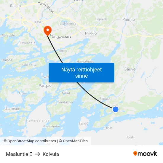 Maaluntie E to Koivula map