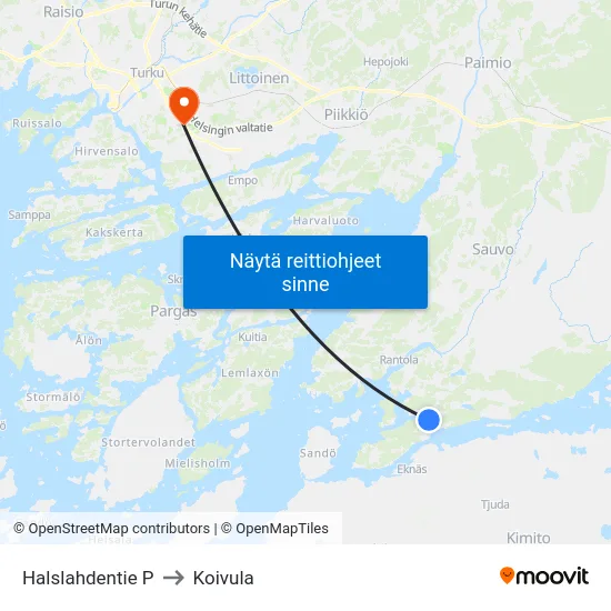 Halslahdentie P to Koivula map