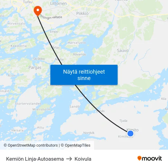 Kemiön Linja-Autoasema to Koivula map
