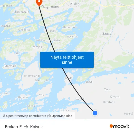 Brokärr E to Koivula map