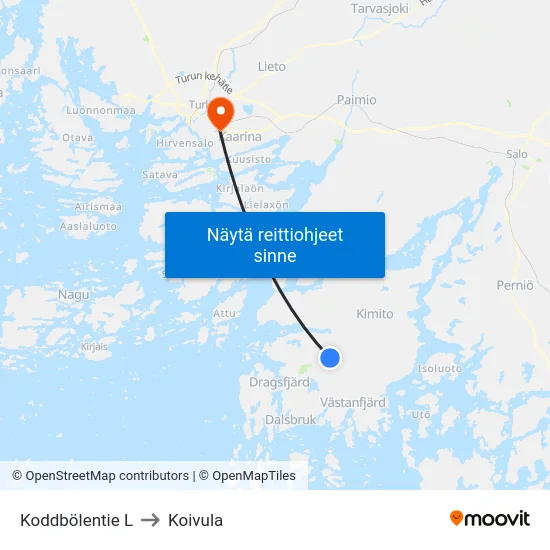 Koddbölentie L to Koivula map
