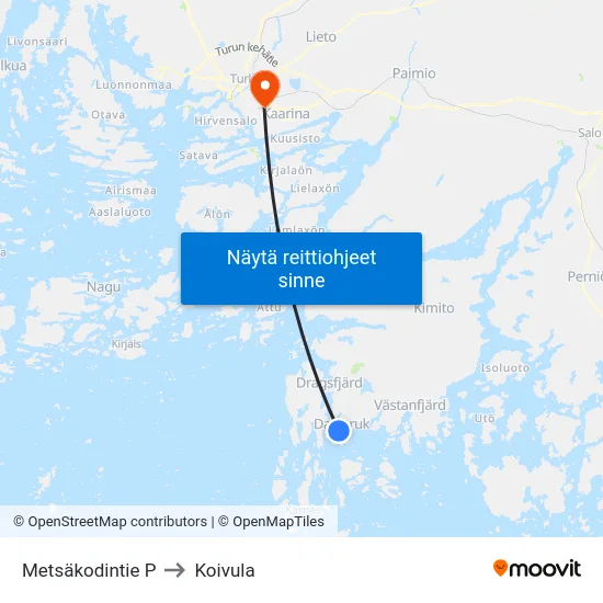 Metsäkodintie P to Koivula map