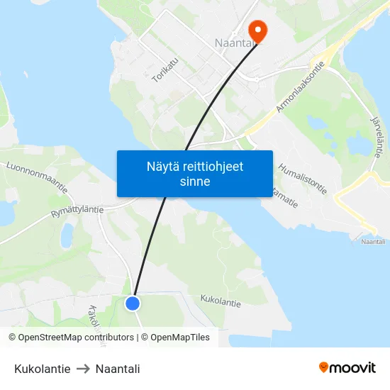 Kukolantie to Naantali map