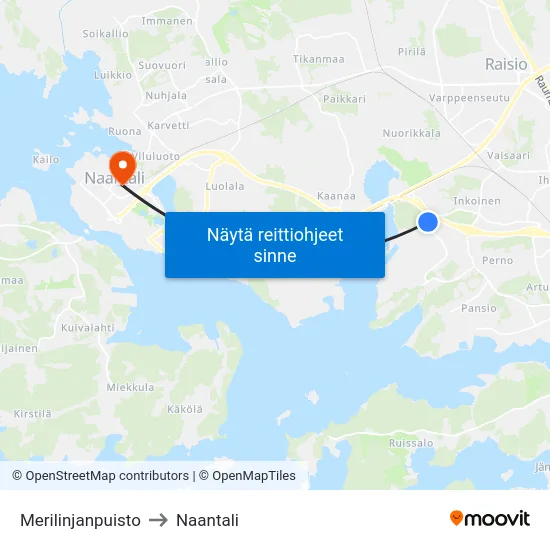 Merilinjanpuisto to Naantali map