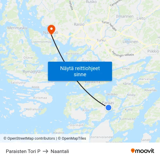 Paraisten Tori P to Naantali map