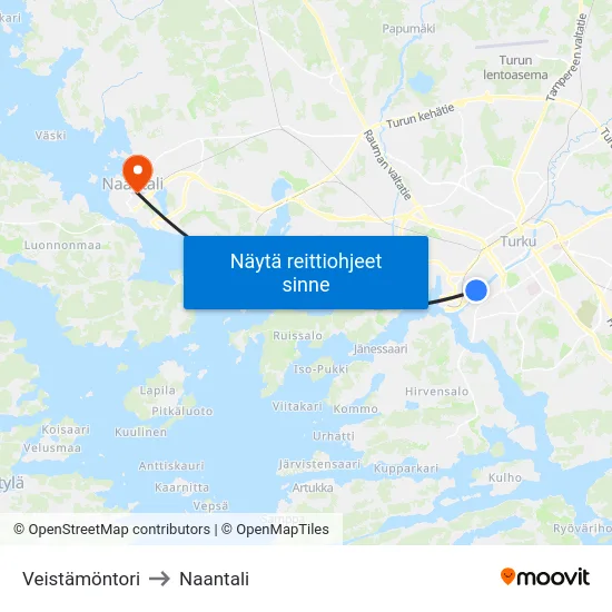 Veistämöntori to Naantali map