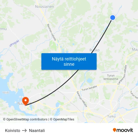 Koivisto to Naantali map