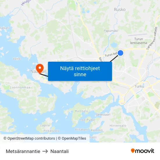 Metsärannantie to Naantali map