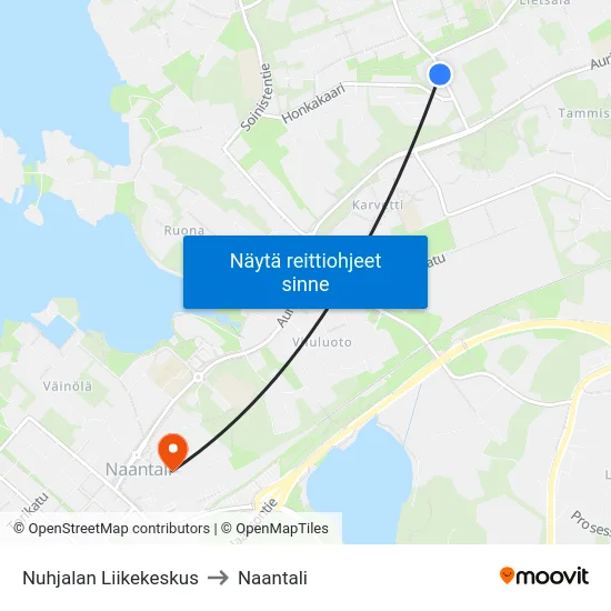 Nuhjalan Liikekeskus to Naantali map