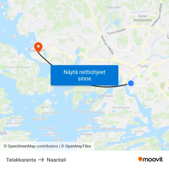 Telakkaranta to Naantali map
