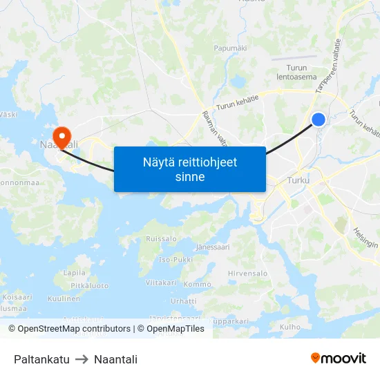 Paltankatu to Naantali map