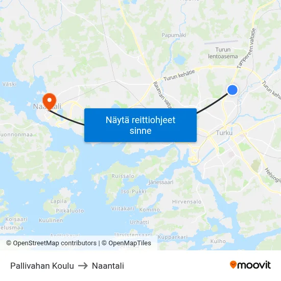 Pallivahan Koulu to Naantali map