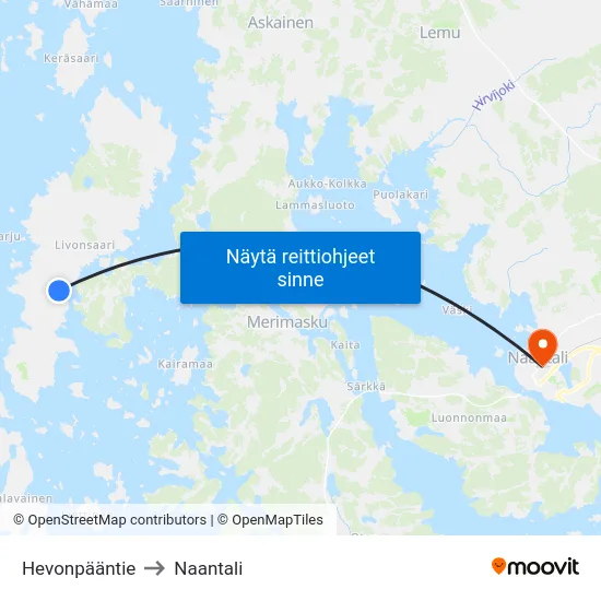 Hevonpääntie to Naantali map