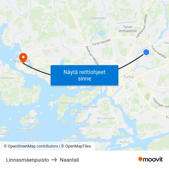 Linnasmäenpuisto to Naantali map