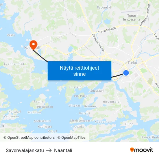 Savenvalajankatu to Naantali map
