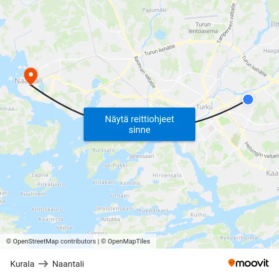 Kurala to Naantali map