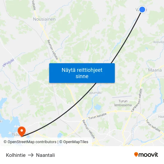 Kolhintie to Naantali map