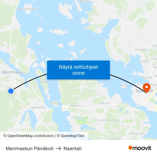 Merimaskun Päiväkoti to Naantali map