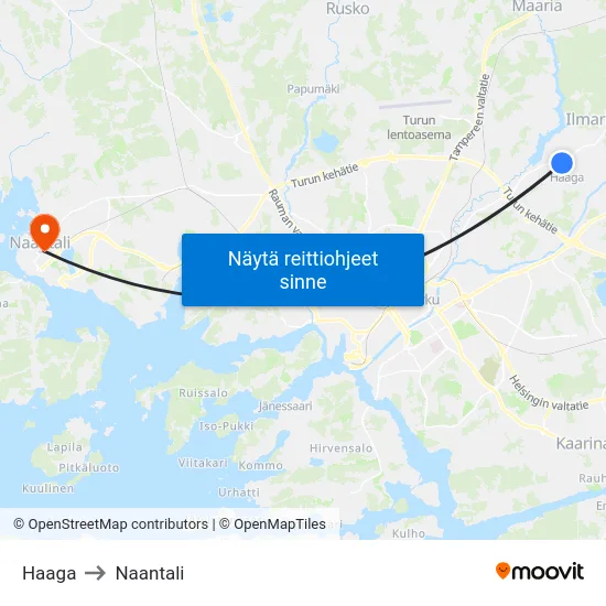 Haaga to Naantali map