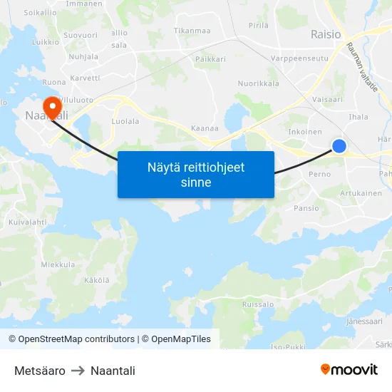 Metsäaro to Naantali map