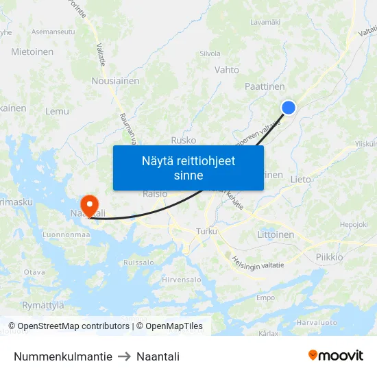 Nummenkulmantie to Naantali map
