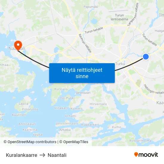 Kuralankaarre to Naantali map