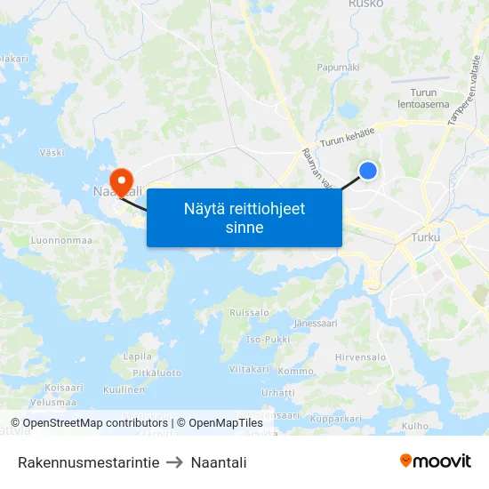 Rakennusmestarintie to Naantali map