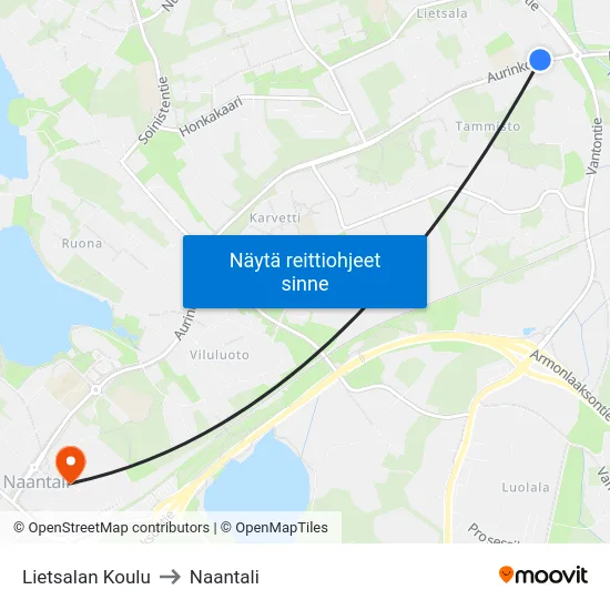 Lietsalan Koulu to Naantali map
