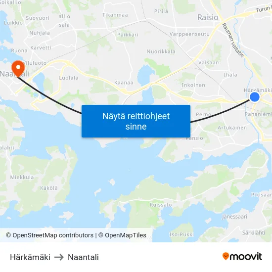 Härkämäki to Naantali map