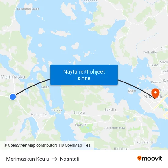 Merimaskun Koulu to Naantali map