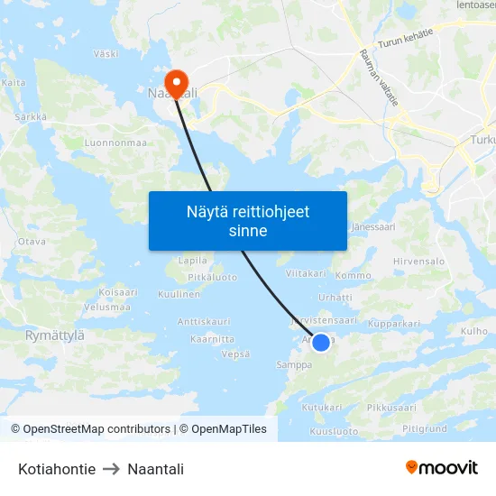 Kotiahontie to Naantali map