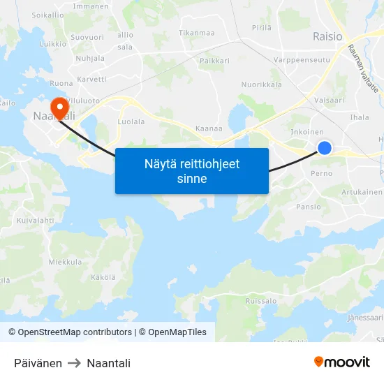 Päivänen to Naantali map